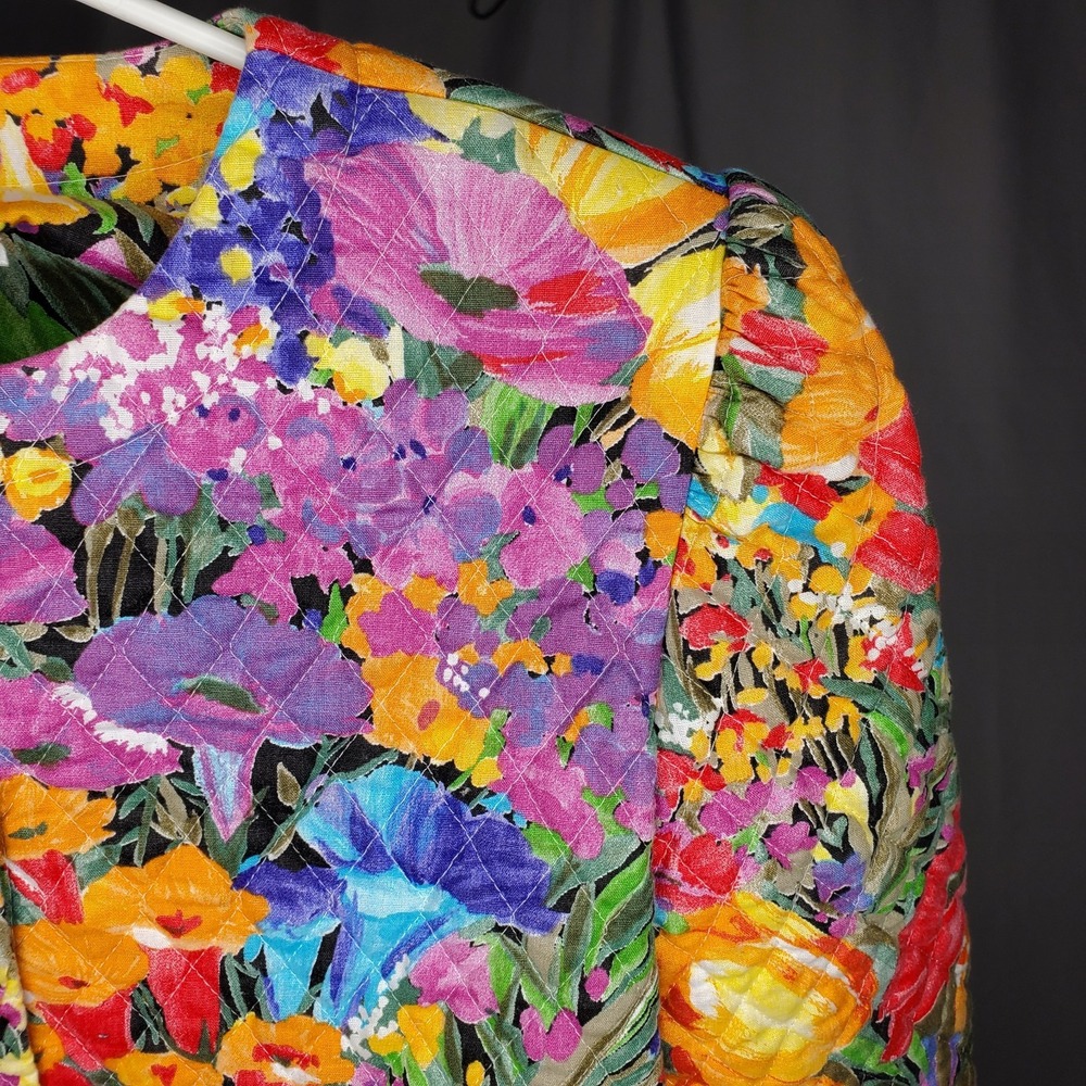 Jeffrey Dara Linda Hutton Quilted Floral Crop Blazer 9/10 Country Cottagecore 90 - Picture 13 of 14